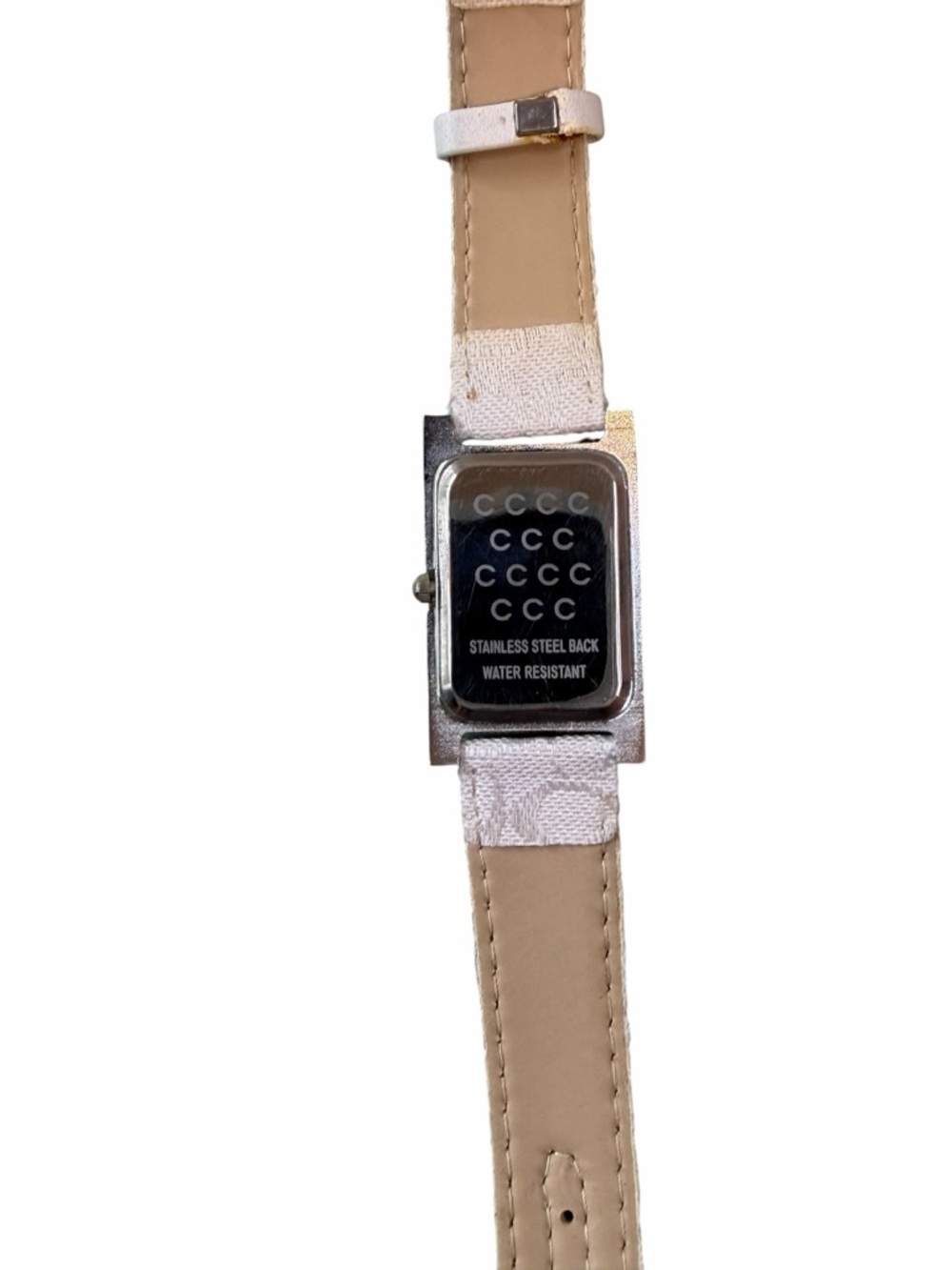 Coach Lexie Tank Watch White Jacquard Signature C Stainless Steel - Picture 2 of 6